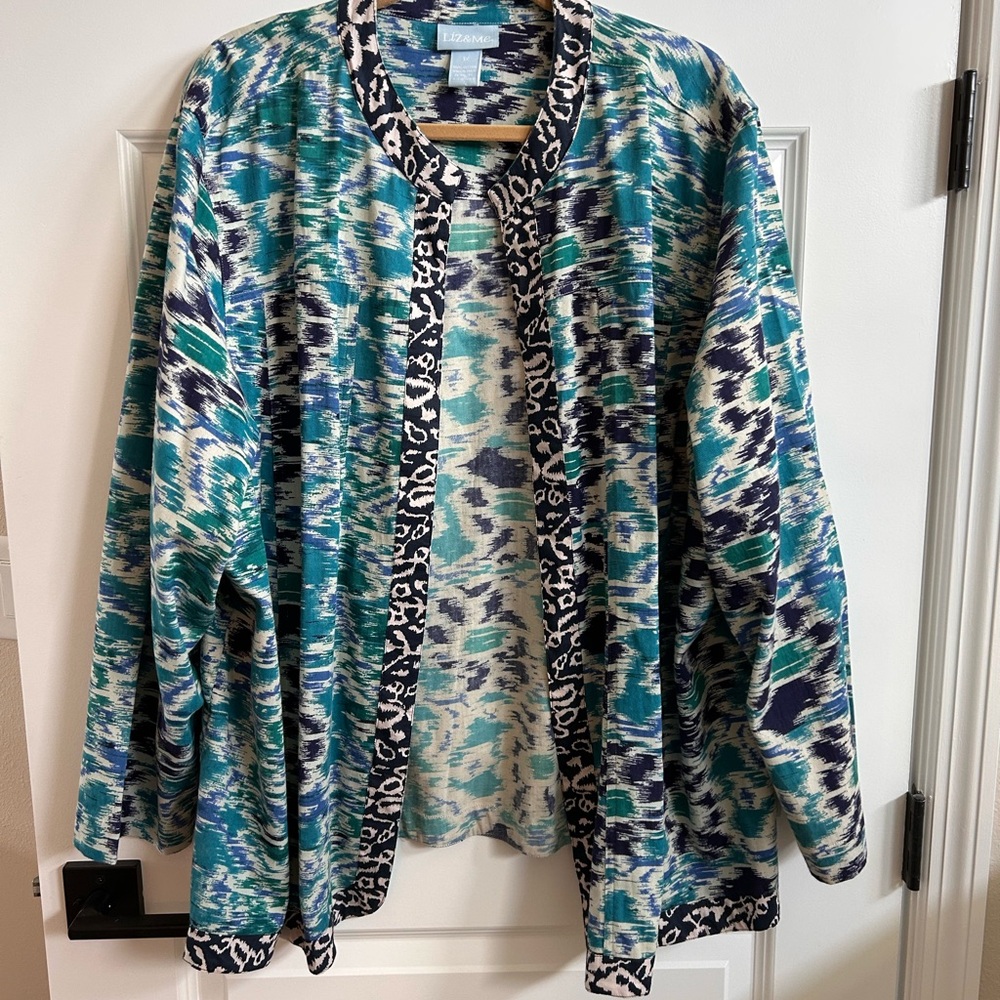 Catherine’s Blue and Green Blazer with Bold Animal Print